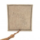 Square linen flocked satin surface yuan coin double buckle interior cultural jewelry clamshell box