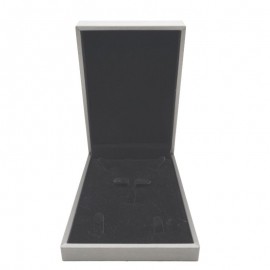 Silver gray leather paper coated set Clamshell jewelry box