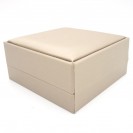 Square champagne gold leather paper pu flocking lining three compartment set Clamshell jewelry box